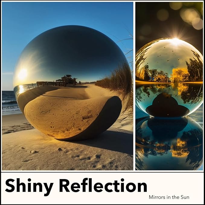 6 Inch Stainless Steel Gazing Globe,v2croft Hollow Ball Mirrored Surface Polished Shiny Sphere,Garden Stainless Steel Gazing Ball for Outdoor Lawn Pond Yard Ornament(Gold)