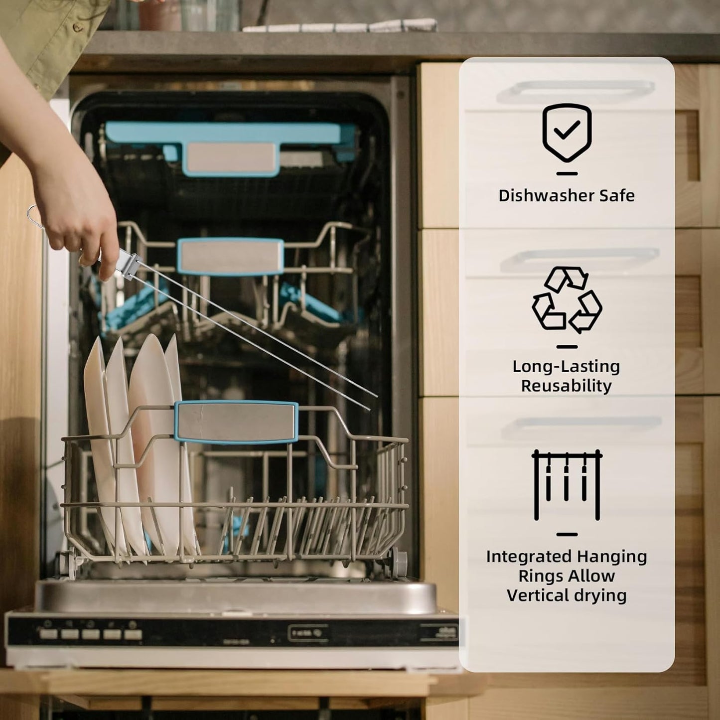 13inch 12(packs) Double Fork Flat Stainless Steel BBQ Skewers with Push Bar, Reusable Skewers for Grilling Kabob Skewer for Meat, Vegetable, BBQ Accessories