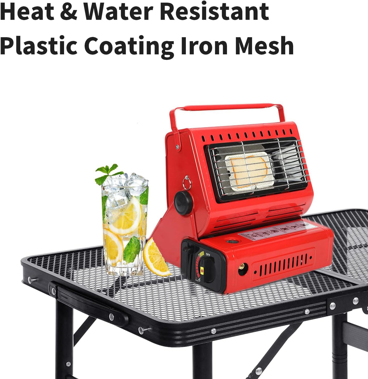 Small Folding Table 2FT Grill Table Foldable Camping Table Picnic Portable Mesh 2 Height Adjustable Outdoor Beach BBQ Black 23.6×15.7× 9.4/20.4inch