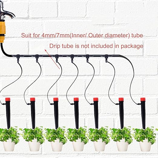 60pcs Drip Emitters for 1/4" Drip Irrigation Tubing,Adjustable 360 Degree Water Flow Drippers Garden Irrigation for 4-7mm Watering System