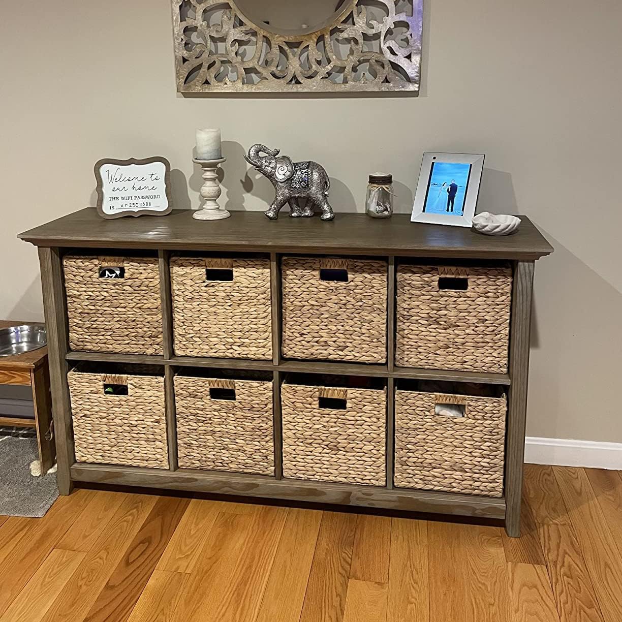 10.5 x 10.5 Storage Cubes – Water Hyacinth Wicker Baskets for Organizing, Wicker Storage Cubes, Storage Baskets for Shelves (4 Packs 10.5in)
