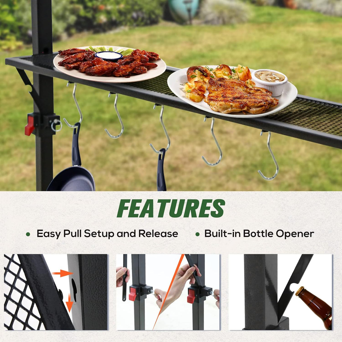 COOS BAY 8x5 Pop up Grill Gazebo Portable BBQ Gazebo Canopy Tent with Carry Bag, Outdoor Barbeque Shelter, Red