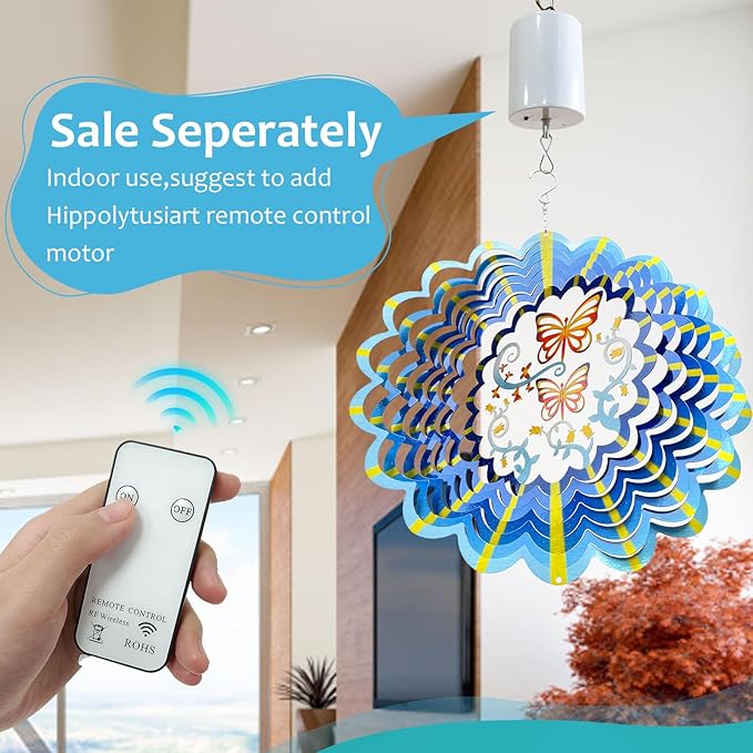 Butterfly Wind Spinner Hanging,12In 3D Wind Spinners Outdoor Butterfly Gifts for Women Mom Grandma Wife Father,Mandala Wind Spinner Garden Decorations Yard Art Christmas Ornament