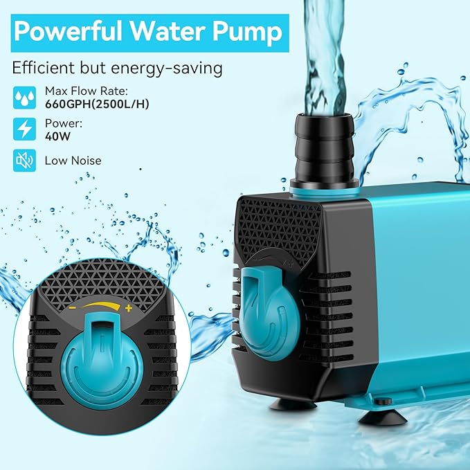 Antfraer Pond Filter with Pump Kits, Pond Filters for Outdoor Ponds Built In 660GPH Pond Pump, Pond Filter Box Suitable for Garden, Fountain, Pond, Animal Sink, Waterfall, Aquarium-Corded Electric