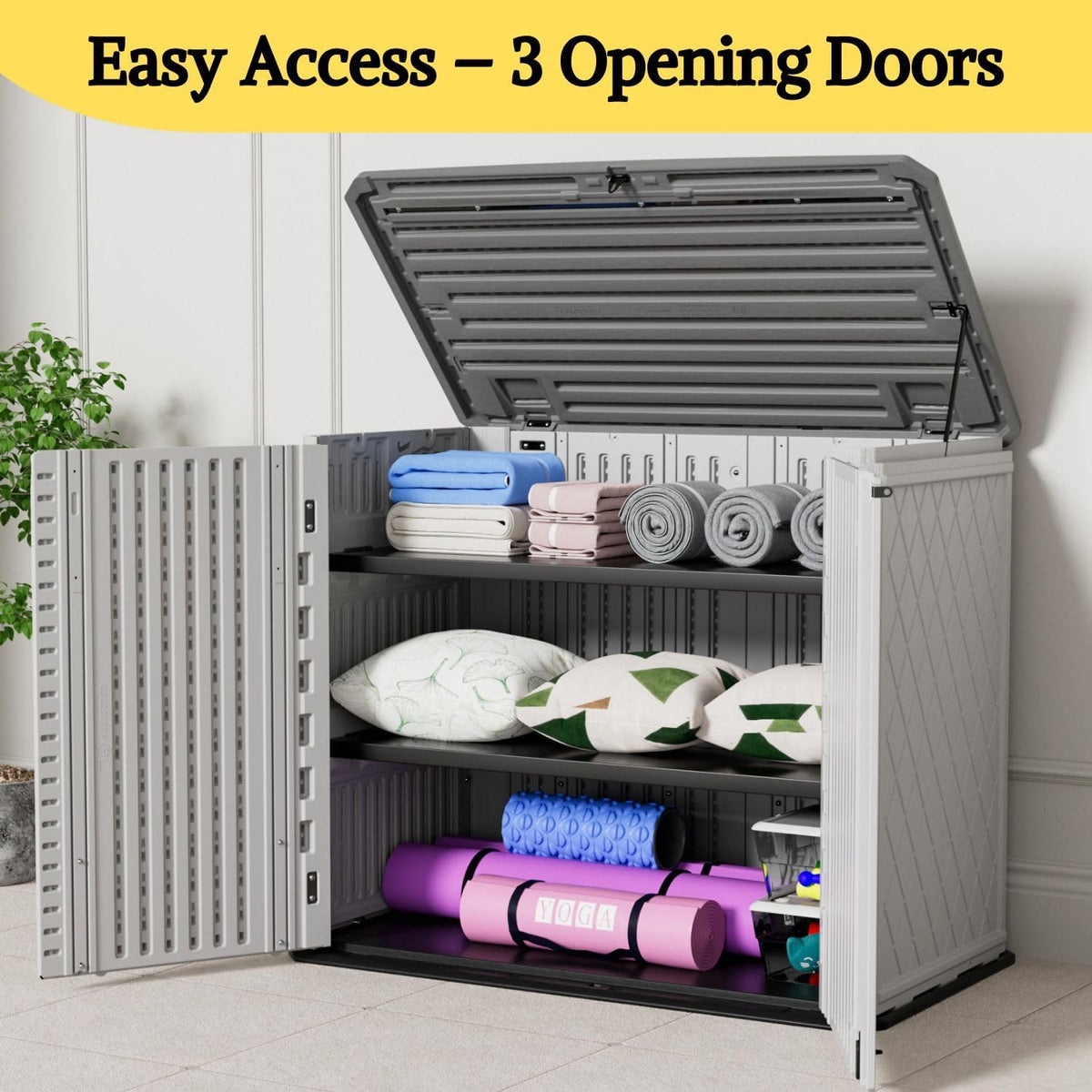 ZZM 4x2.5 FT Outdoor Storage Shed, Resin Waterproof Storage Cabinet for Garden Tools with Lockable Lid,Latch (White)