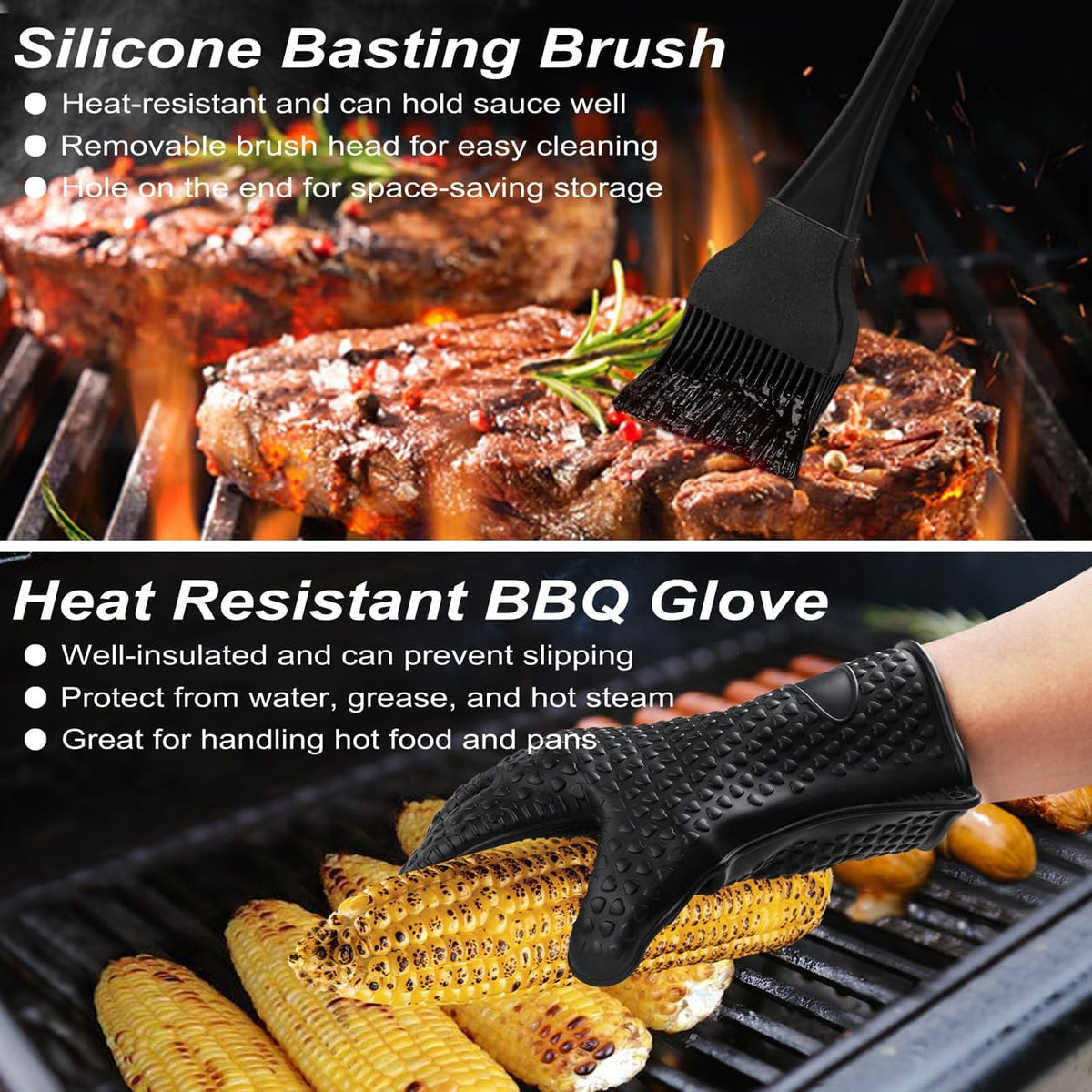 POLIGO 26PCS BBQ Accessories for Outdoor Grill Utensils Set Stainless Steel BBQ Tools Grilling Tools Set for Birthday Fathers Day Dads Presents, Barbecue Accessories Ideal Grilling Gifts for Men Women