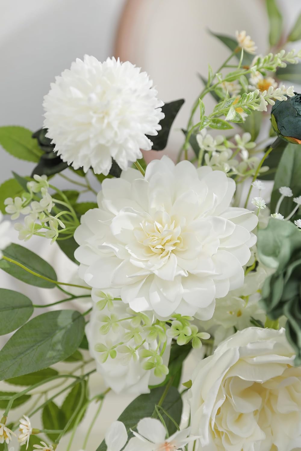 Forest Green Artificial Flowers Silk Fake Roses Peonies Greenery Combo Box Set for DIY Wedding Bouquets Bridal Shower Centerpieces Floral Arrangements Party Tables Home Decoration