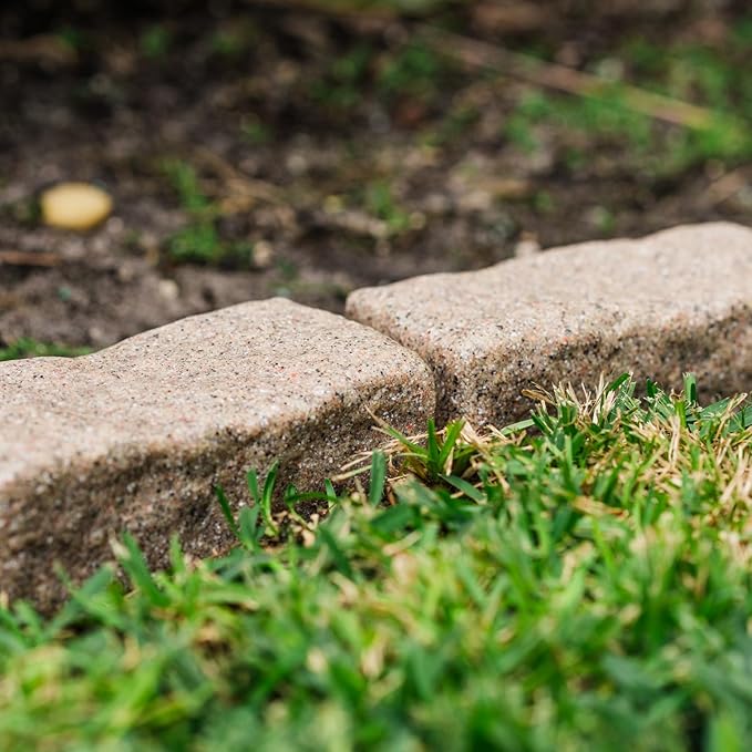 Beuta Landscape Edging | Garden Edging Border | Faux Stone Bricks for Lawn Edging, Flower beds, Pathways & Yard Edging– 1 Pack | Each Section Has 6 Bricks 48" L x 4" W x 2.25" H | 3 Spikes |Sandstone