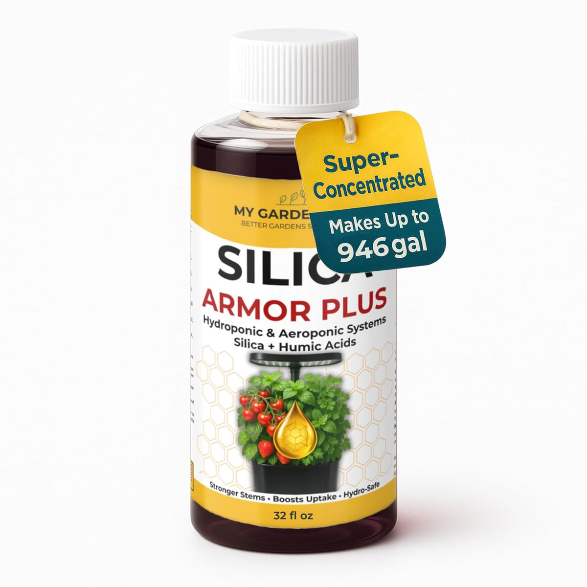 Silica for Plants with Humic Acid, Hydroponic & Aeroponic Fertilizer 0-0-4 – Stronger Stems, Boosts Uptake, Hydro-Safe Nutrients (32 OZ)