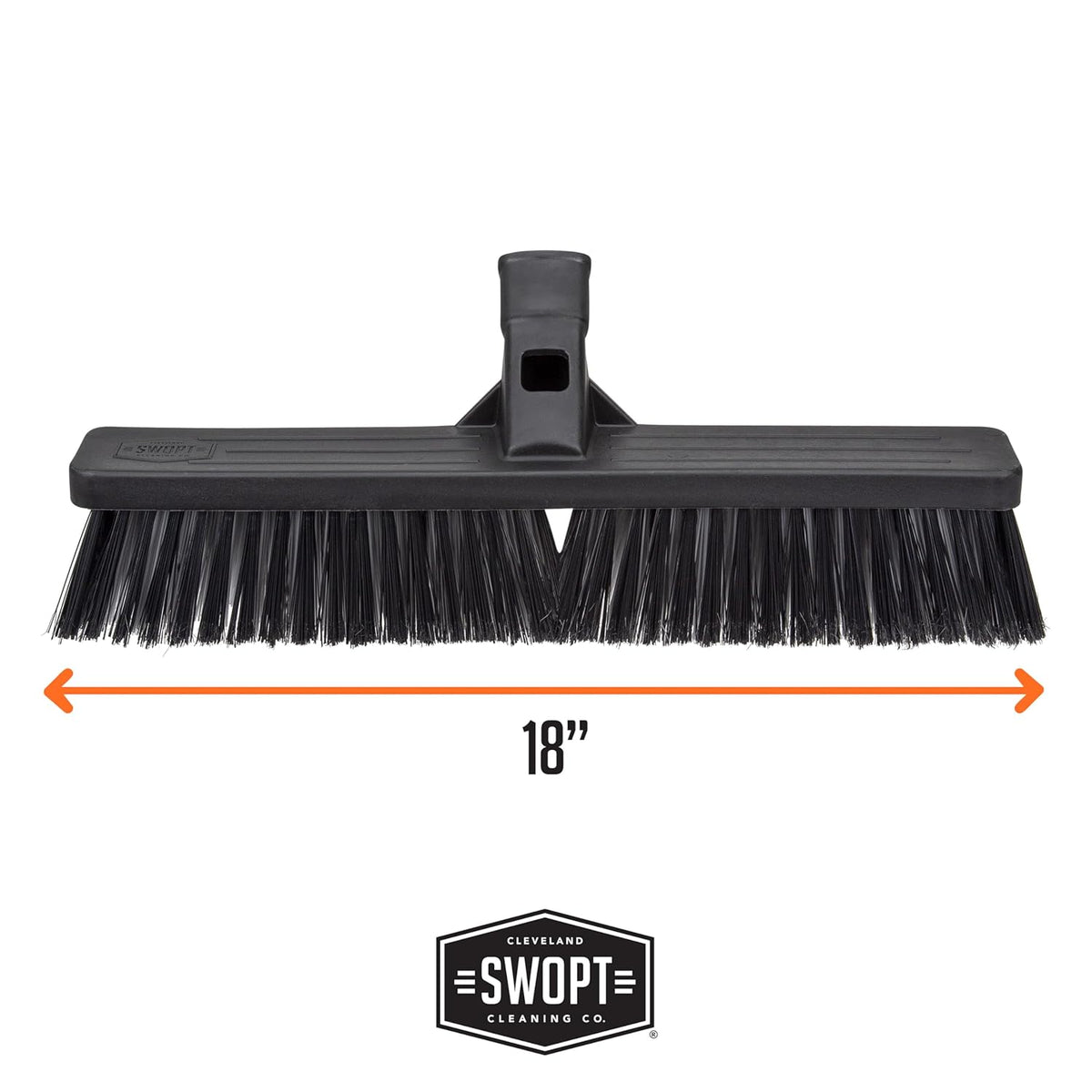 SWOPT 18” Standard Multi-Surface Push Broom Head — Indoor and Outdoor Push Broom — Cleaning Head Interchangeable with All SWOPT Cleaning Products for More Efficient Cleaning and Storage