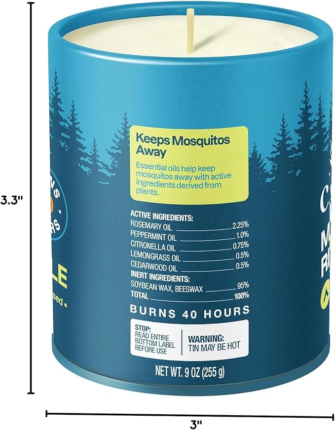 Cliganic Mosquito Repellent Candle (9oz) | Citronella, DEET Free, Essential Oil Infused for Outdoor, Camping | Burns 40 Hours