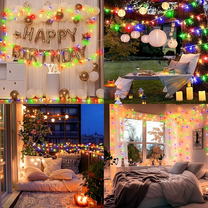 Heceltt 1140 LED 449 FT String Lights Outdoor, 8 Modes Christmas Lights Plug in, IP44 Waterproof Led String Lights with Timer and Memory for Xmas Yard Party Garden Decorations (Multicolor)