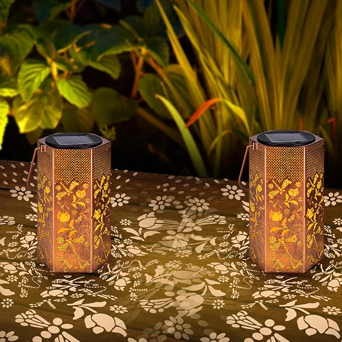 2 Pack Dragonfly Solar Lanterns Outdoor Waterproof - Birthday Gifts for Women, Men, Mom, Solar Lights Outdoor Hanging Garden Decor for Outside, Patio, Outdoor, Yard, Lawn, Balcony