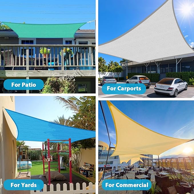 Amagenix Sun Shade Sail 8X24 Curved Edge Outdoor Shade Canopy Turquoise Breathable 95% UV Block Shade Cloth for Patio Garden Backyard (We Make Custom Size)