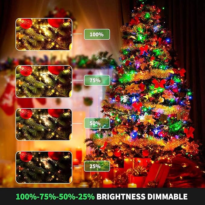 300 LED Christmas String Lights Outdoor Indoor Color Changing with Remote/Timer, 108FT 11 Modes Waterproof Warm White and Multi Color Christmas Lights Plug in for Tree Garden Decoration