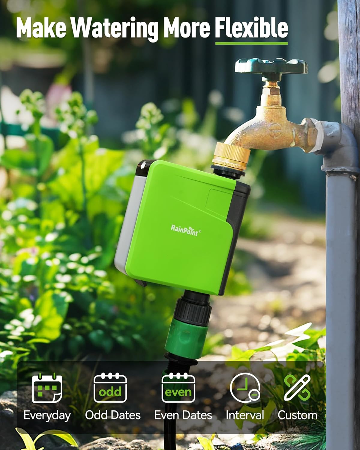 RAINPOINT WiFi Hose Timer, Brass Inlet Smart Sprinkler Timer for Watering, WiFi Watering Timer for Garden Hose with Hub, APP & Voice Control, Automatic Irrigation System for Lawns and Yard