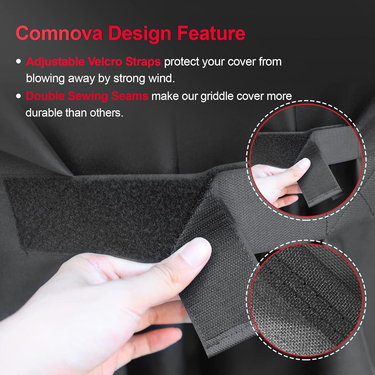 Comnova Grill Cover 58 Inch - 600D BBQ Gas Grill Cover Waterproof Heavy Duty, Premium Barbecue Covers for Weber Genesis 300 Series Grill, Char-Broil, Monument, Brinkmann, Dyna-glo, Nexgrill and More