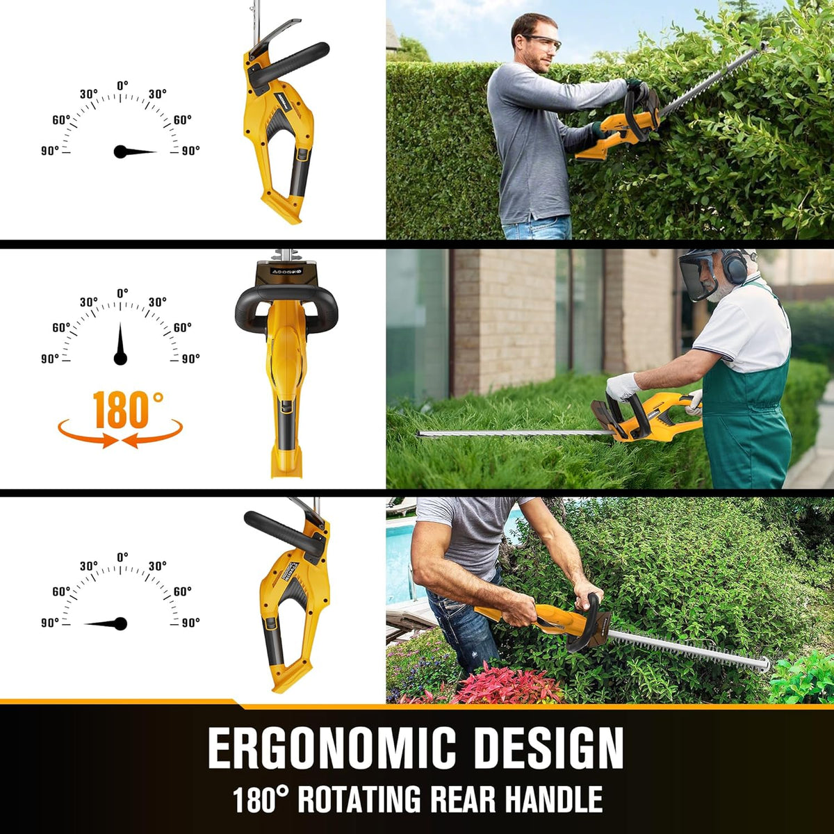 Cordless Hedge Trimmer 22-Inch Compatible with DEWALT 20V MAX Battery, Electric Hedge Trimmer Cordless, Bush Trimmers for Garden, Battery Powered Hedge Trimmers (Tool Only)