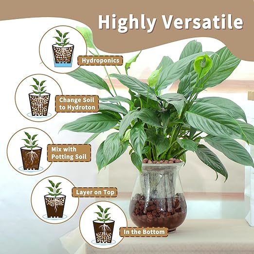 10LB Leca Clay Pebbles for Plants, Expanded Leca Balls for Indoor Plants, Orchid Potting Mix, Soil Amendment, Drainage, Easy Reusability, 4-16mm