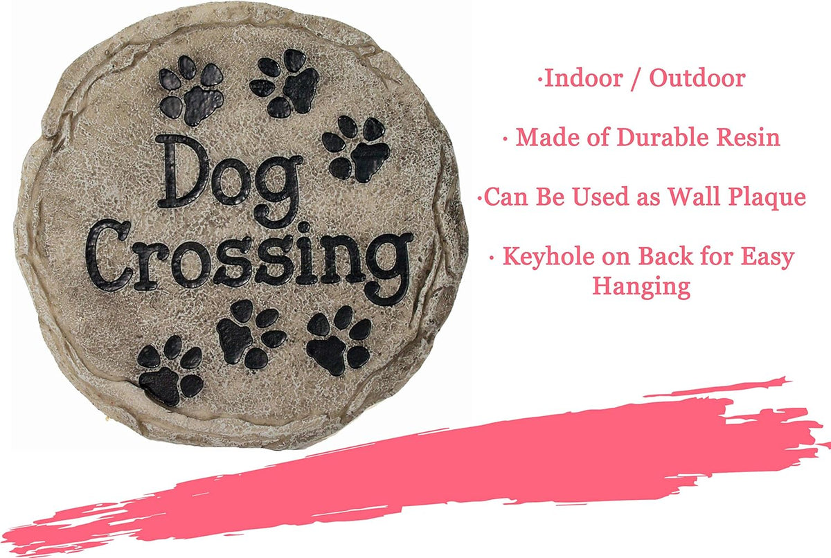 Spoontiques - Garden Décor - Dog Crossing Stepping Stone - Decorative Stone for Garden