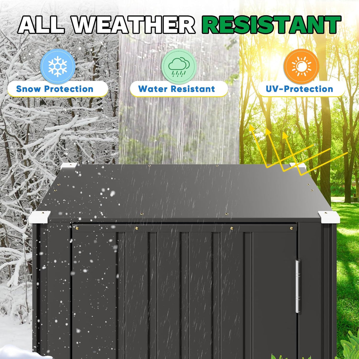 Patiowell 22 Cuft Outdoor Storage Cabinet, Metal Storage Shed with Lockable Door, Indoor Outdoor Vertical Waterproof Tool Shed Without Adjustable Shelves for Patio Garden Backyard, Black