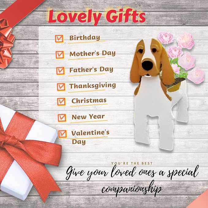 Brown and White Cocker Spaniel Dog Planter Plant Pots,Cute Garden Dog Flower Planter,Dog Planters Birthday Gifts for Women,Office,Indoor/Outdoor Decor(9.45 * 9.17 * 13.39in)
