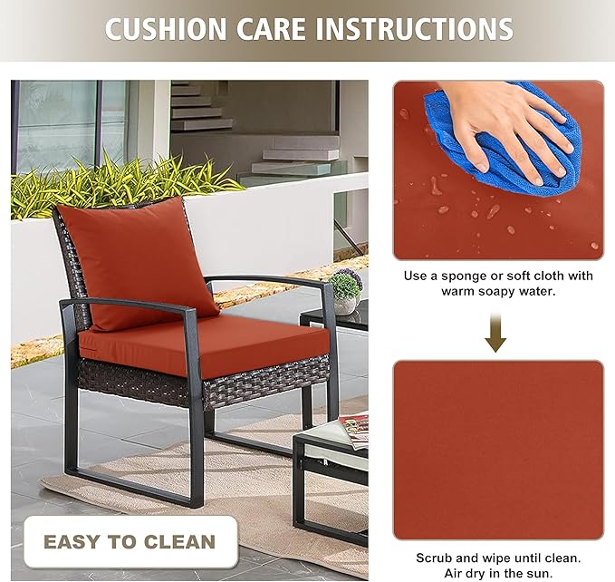 24x24 Inch Outdoor Cushions for Patio Furniture, Waterproof Outdoor Chair Cushions w/Fade-Resistant, Removable & Machine-Washable Covers, Deep Seat Sofa/Couch Pad Replacement – Set of 4, Rust