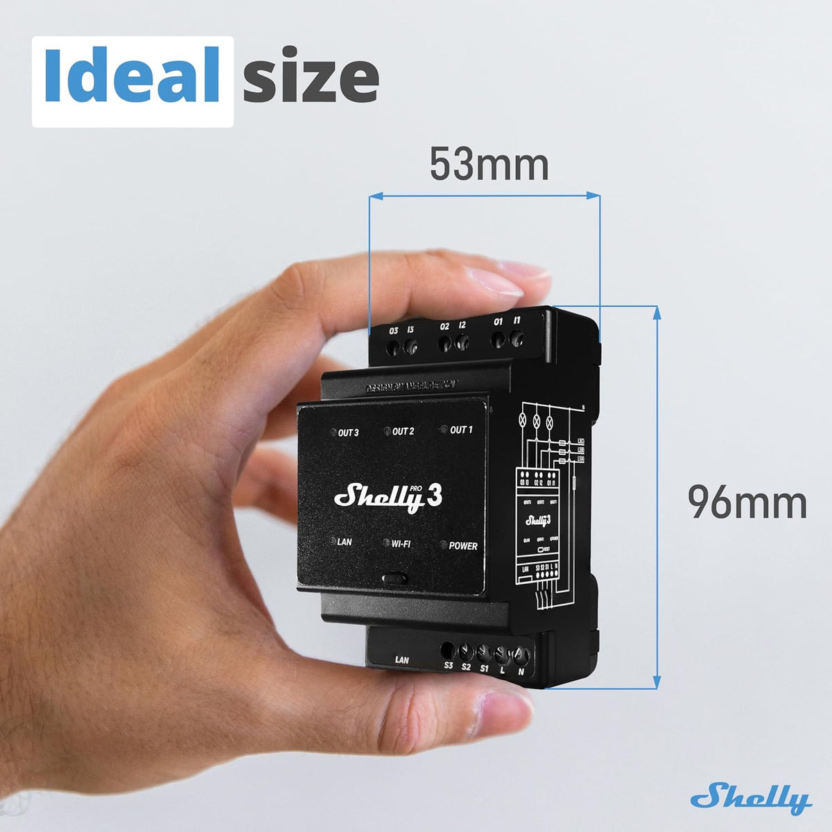 Shelly Pro 3 | Wi-Fi & LAN, 3-Channel Smart Relay | Home & Facility Automation | Compatible with Alexa & Google Home | iOS Android App | Lights Automation | Controller for Motorized Valve