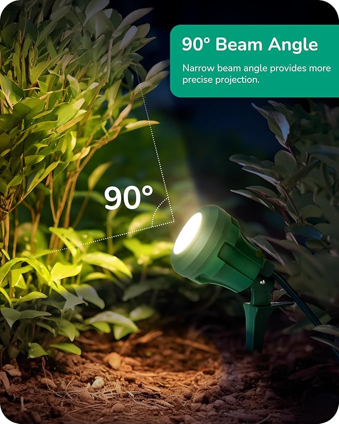EDISHINE 120V Outdoor LED Spotlights, 4.8W Plug in Spotlight with 3 Lenses (Red Green Yellow) & 180° Rotatable Lamphead, 5000K Waterproof Landscape Lights for Flag Garden, 4 Pack