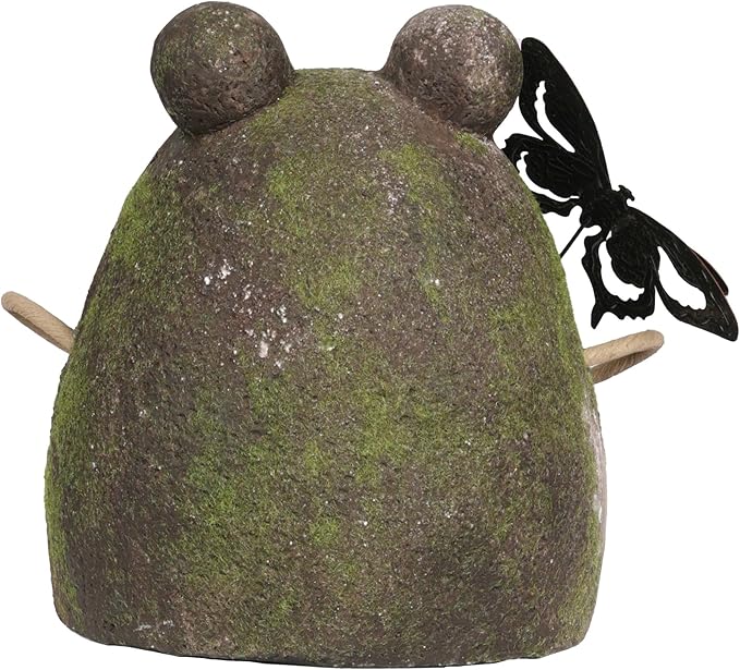 Alpine Corporation MCC836 Indoor/Outdoor Frog with Butterfly Garden Statue, Playful Frog Statue for Yard, 20" H, Green