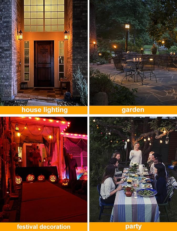 Hompavo 【Upgraded】 LED Flame Light Bulbs, 4 Modes Flickering Light Bulbs with Upside Down Effect, E26/E27 Flame Bulb for Halloween, Christmas, Party, Indoor and Outdoor Home Decoration (4 Pack)