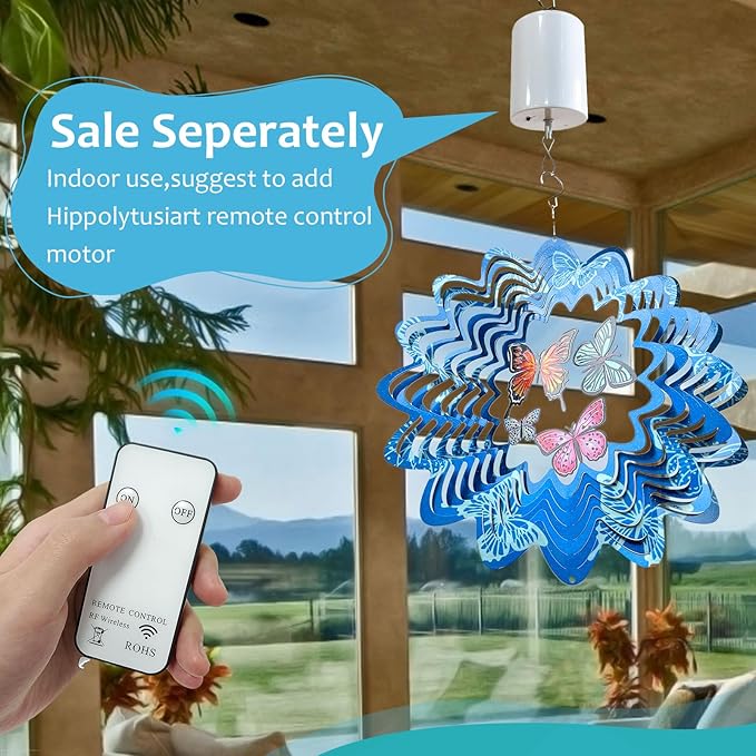 Butterfly Wind Spinners,12In Stainless Steel 3D Wind Spinner for Yard and Garden,Butterfly Gifts for Women Mom Grandma Wife Father,Outdoor & Indoor Hanging Kinetic Yard Art Decorations