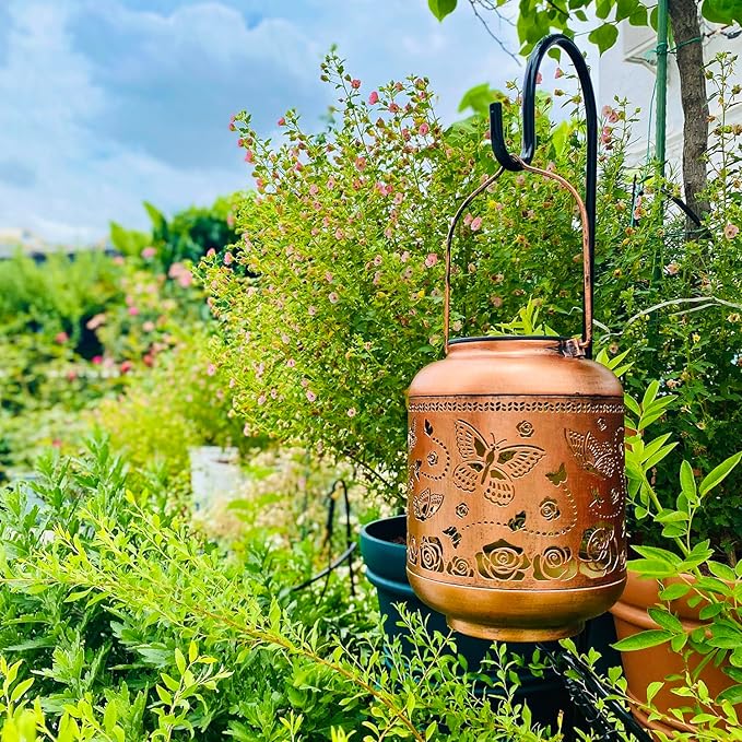 Butterfly Solar Lanterns Outdoor Waterproof Hanging Solar Lights Butterfly Gifts for Women Men Metal Decorative LED Butterflies Lanterns for Yard, Patio, Lawn, Tabletop, Landscape Pathway Garden Decor