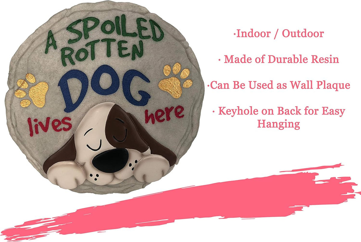 Spoontiques - Garden Décor - Spoiled Rotten Dog Stepping Stone - Decorative Stone for Garden