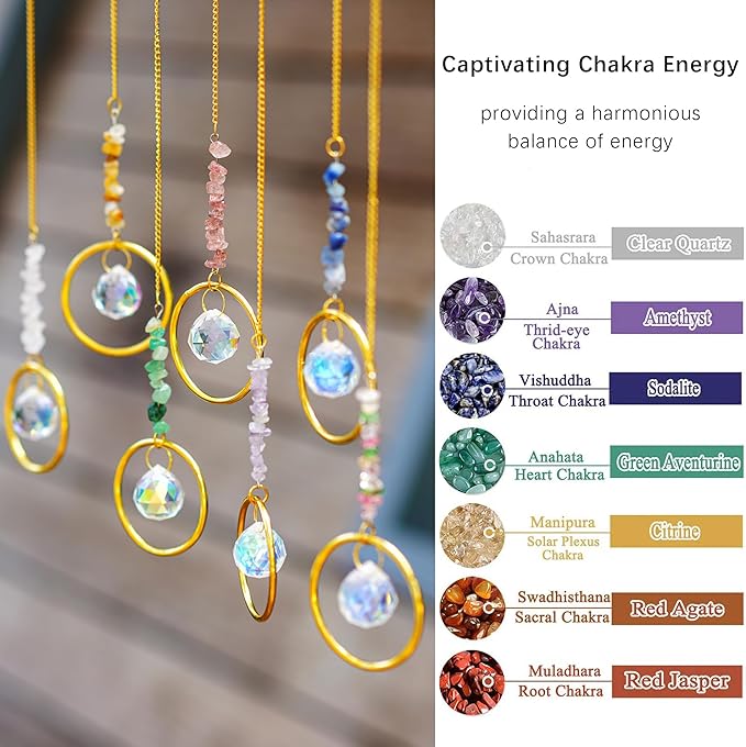 7PCS Crystal Suncatchers Rainbow Maker Healing Crystals for Window Prism Balls Indoor Outdoor Hanging Ornament Pendant Decor for Home, Garden, Wedding, Christmas