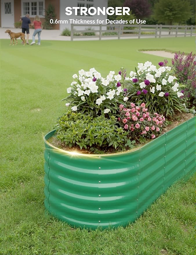 8x2x1.5ft Raised Garden Bed,Galvanized Raised Planter Boxes Outdoor with Easy Assembly, Large Garden Bed for Vegetables, Fruits, Flower,Raised Garden Bed,Green