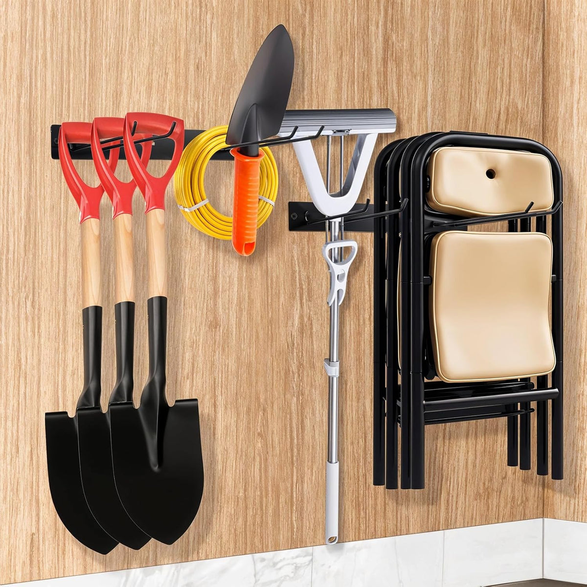 Folding Chair Storage Rack for Chair Organization and Garage Wall Mount Storage, Garden Tool Rack Organizer (2 Pack)