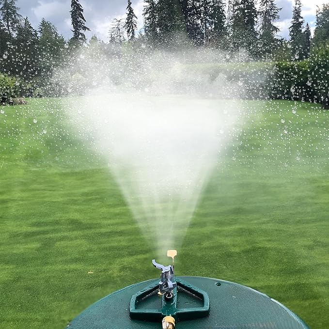 Hourleey Impact Sprinklers for Yard, Heavy Duty 360 Degree Rotating Pulsating Lawn Sprinkler with Metal Base for Garden Large Area, Water Coverage up to 5,800 Sq. Ft