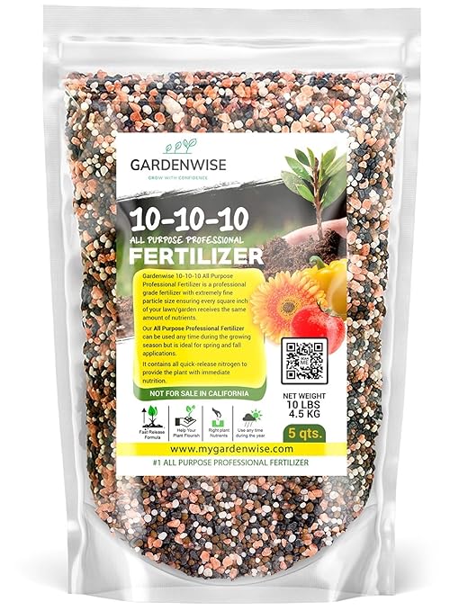 10-10-10 Plant Fertilizer Slow Release ā 10 10 10 All Purpose Granular Garden Fertilizer for Fruit Trees, Evergreens, Vegetables, Arborvitae, Fig Trees, Shrubs, Pines, Oaks, Flowers