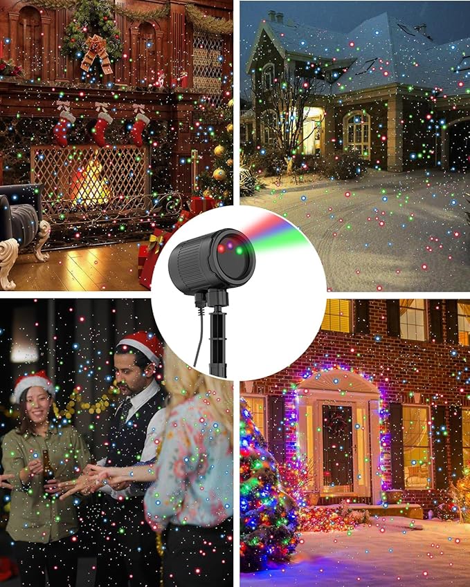 Christmas Laser Lights, RGB Laser Projector Light with RF Remote,Timer, Christmas Decorations Holiday Gift Projector for Xmas Home Garden Yard Party Outdoor Indoor Lights Show