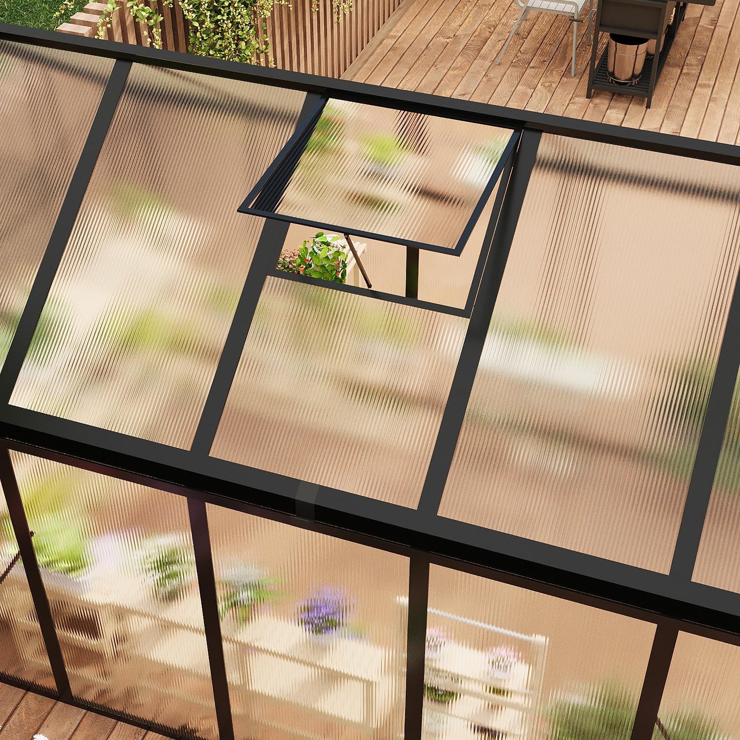 6 x 10 FT Greenhouse, Greenhouses for Outside, Polycarbonate Greenhouse with Aluminum Frame, Lockable Door and Ajustable Roof Vent for Backyard, Green Houses for Outside Garden Backyard, Patio