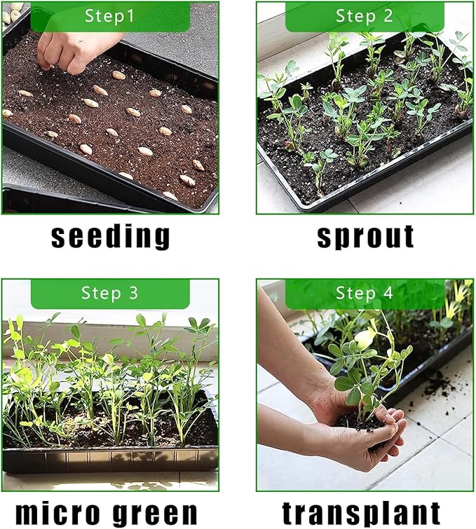 20 Pcs Plant Growing Nursery, Standard 1020 Trays Plastic Sturdy Farmer Self Seedling Tray for Microgreens Indoor Nursery Pots Transplantation (20-Pack, 21.6"Ă—11.2", 2.52" Deep, no Holes)
