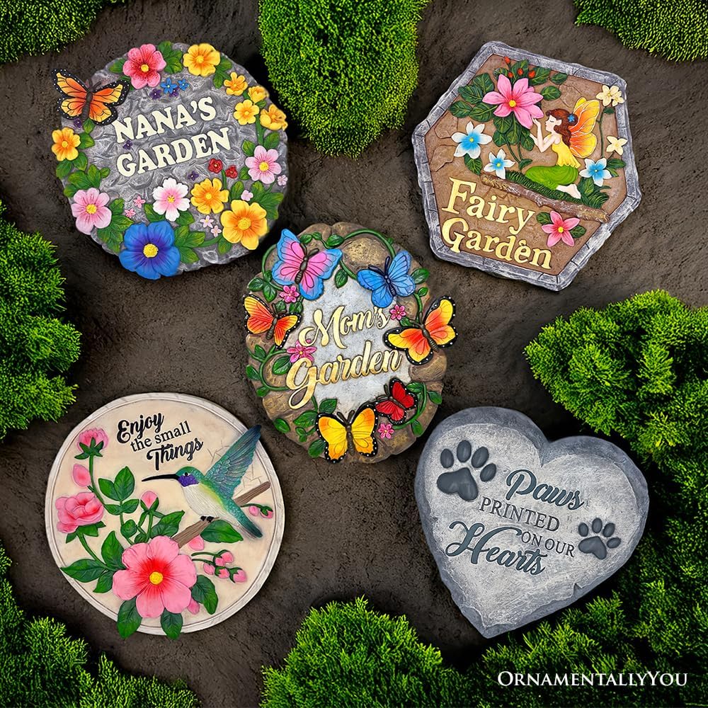 Elegant Resin Stepping Stone, Outdoor Garden Pathway Decoration (Forever in Our Hearts Cardinal Stepping Stone, 9.5" Winter Garden Decorative Resin Figurine)