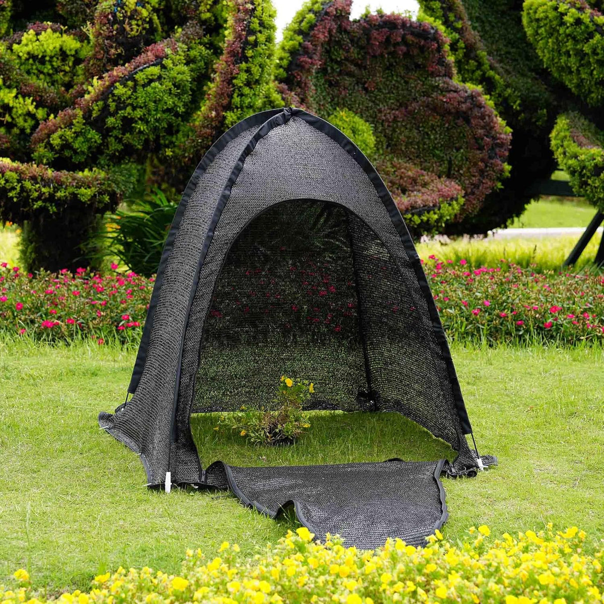 Porayhut Pop up Sunshade Cloth Pack of 2,Easy Open Crop Shade Net 36''*36''*39''UV Resisitant Plant 80% Sunblock Net for Mini Flower Pot with Stakes
