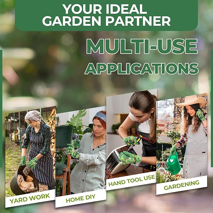 HLDD HANDLANDY Work Gloves for Women and Ladies, Leather Gardening Gloves Flexible Mechanic Working Gloves