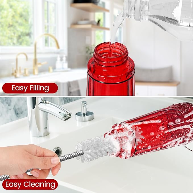 Hummingbird Feeder 2pack-14Ounces,5 Feeding Ports Glass Hummingbird feeders for Outdoors,Wide Mouth for Easy Filling/Cleaning,Hanging for Garden Backyard Decor, Includes Ant Moat (Red)