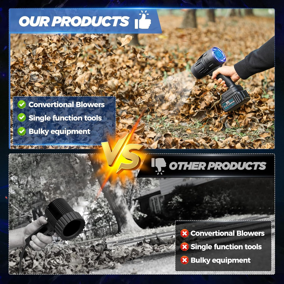 Saker Cordless Leaf Blower Portable Dust Cleaner Handheld Lightweight Blowers 180000 RPM with Adjustable Speed for Patio Cleaning, Drying,Camping Gift 2 Batteries BF170 Black