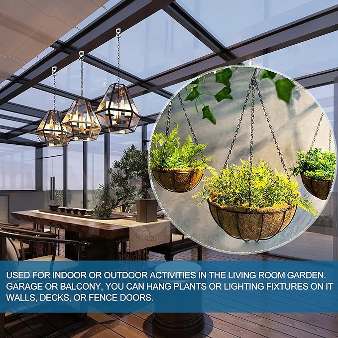 Ceiling Hooks for Hanging Plants (6 PCS White),Heavy Duty Metal Plant Hooks, Screw in Hooks for Hanging Birdfeeders, Lamps, Planters, Outdoor Decorative Hooks up to 33 lbs