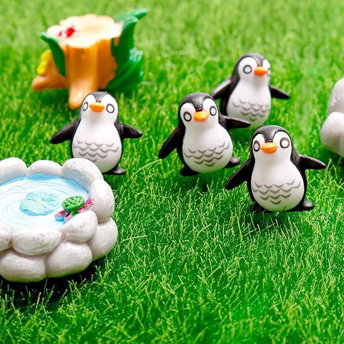 Bbiamsleep 25 Pcs Miniature Penguin Figurines Mini Penguin Figurines Resin Penguin Mini Penguin for Fairy Garden Micro Landscape Winter Christmas Decor