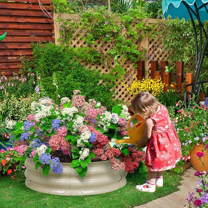 BPS Metal Raised Garden Bed, 2-Pack 2.5FT Diameter Galvanized Planter Raised Garden Boxes for Flower Planters, Vegetables Herb